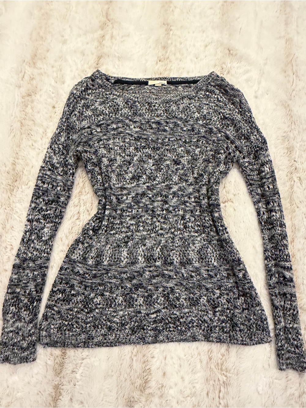 🩶 Vintage Y2K Garage Open Knit Crochet Sweater Oversized Whimsy Goth Bella Swan